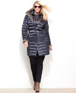 Laundry by Shelli Segal Plus Size Coat, Faux Fur Lined Hooded Puffer   Coats   Women