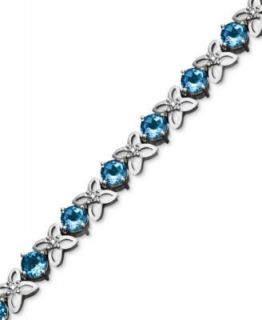 Sterling Silver Blue Topaz Link Bracelet (20 22 5/8 ct. t.w.)   Bracelets   Jewelry & Watches