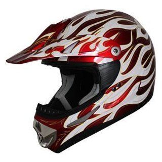 Adult DOT Dirt Bike ATV Motocross Helmet Flame 185 Wine (Medium) Automotive