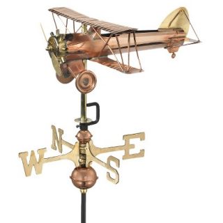 Good Directions Biplane Garden Weathervane   Polished Copper w/Roof Mount
