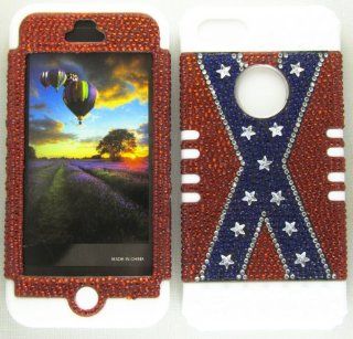 3 IN 1 HYBRID SILICONE COVER FOR APPLE IPHONE 5 HARD CASE SOFT WHITE RUBBER SKIN REBEL FLAG WH FD185 KOOL KASE ROCKER CELL PHONE ACCESSORY EXCLUSIVE BY MANDMWIRELESS Cell Phones & Accessories