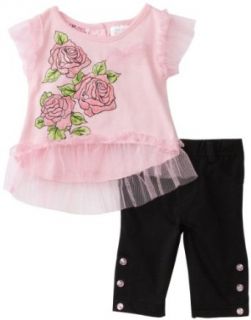 Young Hearts Baby Girls Infant Floral Print Knit Top With Capri Pant Set: Infant And Toddler Pants Clothing Sets: Clothing