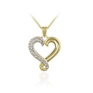 Gold Tone over Sterling Silver Diamond Accent Open Swirl Heart Pendant Jewelry