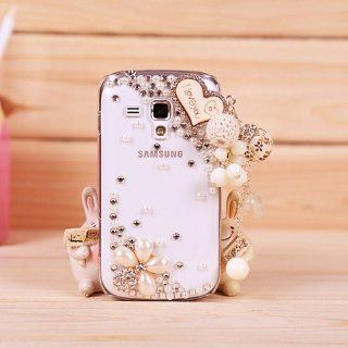 Skytech Cute 3D Flower Wood Love Heart Pendant Bling Diamond Case For Samsung Galaxy S Duos S7562: Cell Phones & Accessories