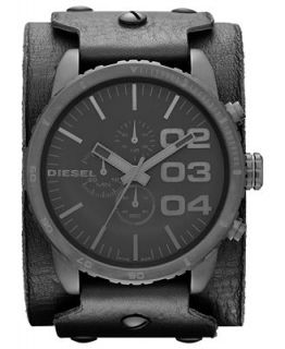 Diesel Watch, Mens Chronograph Black Leather Cuff Strap 51mm DZ4272   Watches   Jewelry & Watches