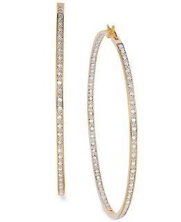 Victoria Townsend 18k Gold over Sterling Silver Earrings, Diamond Accent In and Out Hoop Earrings   Earrings   Jewelry & Watches