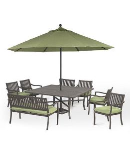 Madison Outdoor 8 Piece Set: 64 Square Dining Table, 6 Dining Chairs and 1 Bench   Furniture