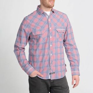 English Laundry Men's Red Plaid Button front Shirt English Laundry Casual Shirts