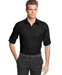 Calvin Klein Shirt, Long Sleeve Plaid Slim Fit Shirt   Casual Button Down Shirts   Men