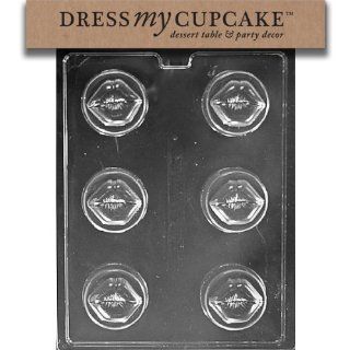 Dress My Cupcake DMCV161 Chocolate Candy Mold, Lips on a Cookie, Valentine's Day: Candy Making Molds: Kitchen & Dining