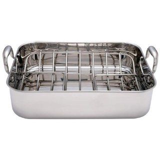 Chefs Secret Surgical Stainless Steel Rectangular Roaster With Rack Riveted Handles: Kitchen & Dining