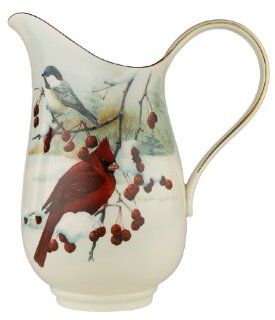 Lenox Winter Greetings Scenic Gold Banded Fine China Pitcher: Kitchen & Dining