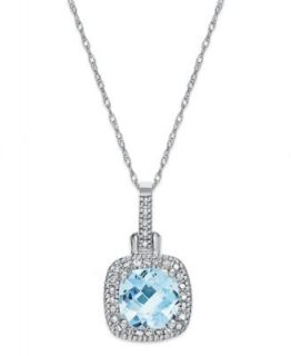 14k White Gold Necklace, Aquamarine (1 5/8 ct. t.w.) and Diamond Accent Pendant   Necklaces   Jewelry & Watches