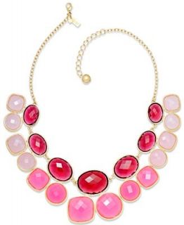 kate spade new york Necklace, Gold Tone Pink Stone Double Row Necklace   Fashion Jewelry   Jewelry & Watches