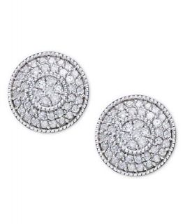 Diamond Earrings, 14k White Gold and Diamond Circle Cluster Earrings (1/2 ct. t.w.)   Earrings   Jewelry & Watches