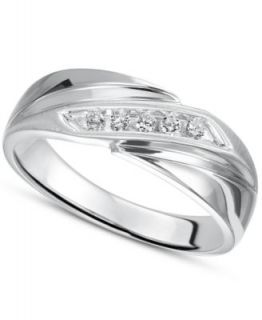 Triton Mens Diamond Ring, Stainless Steel Diamond Wedding Band (1/6 ct. t.w.)   Rings   Jewelry & Watches