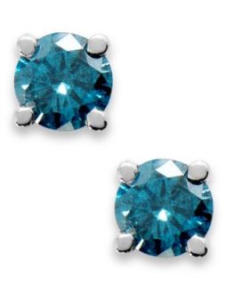 10k White Gold Blue Diamond (1/10 ct. t.w.) Stud Earrings   Earrings   Jewelry & Watches