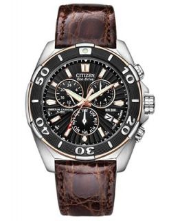Citizen Mens Eco Drive Signature Perpetual Calendar Chronograph Brown Leather Strap Watch 43mm BL5446 01E   Watches   Jewelry & Watches