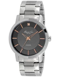 Kenneth Cole New York Mens Diamond Accent Stainless Steel Bracelet Watch 44mm KC9328   Watches   Jewelry & Watches