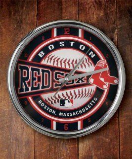 Boston Red Sox Chrome Clock  Wall Clocks  Sports & Outdoors