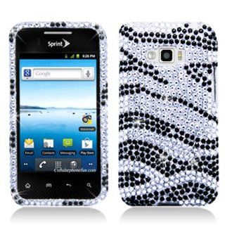 Aimo Wireless LGLS696PCDI152 Bling Brilliance Premium Grade Diamond Case for LG Optimus Elite/Optimus M+/Optimus Plus/Optimus Quest /LS696   Retail Packaging   Black/White Zebra: Cell Phones & Accessories