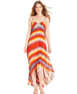 Calvin Klein Dress, Spaghetti Strap Printed High Low Maxi   Dresses   Women