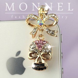 Ip145 Bling Skull Bow Anti Dust Phone Plug Cover Charm for Iphone Smart Phone: Cell Phones & Accessories