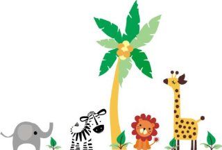Baby Nursery Wall Decals Safari Jungle Children's Themed 70" X 118" (Inches) Animals Trees Wildlife: Repositionable Removable Reusable Wall Art: Better than vinyl wall decals: Superior Material : Nursery Wall Decor : Baby