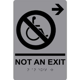 ADA Not An Exit With Symbol Braille Sign RRE 19616 BLKonGray Exit : Office Products