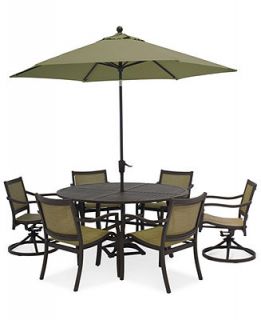 Lexford 7 Piece Aluminum Patio Set: 60 Round Table, 4 Dining Chairs and 2 Swivel Chairs   Furniture