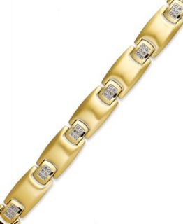 Mens Diamond Link Bracelet in Gold Ionic Plated Stainless Steel (1/10 ct. t.w.)   Bracelets   Jewelry & Watches