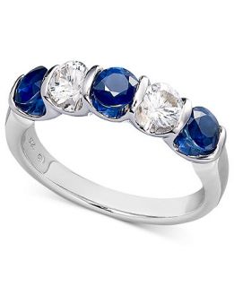 Sterling Silver Ring, Blue and White Sapphire Channel Set Ring (1 3/4 ct. t.w.)   Jewelry & Watches