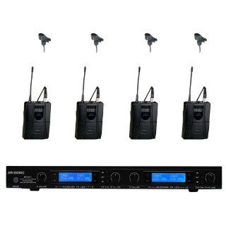 Awisco UHF 847bl141 4 Channel Lavalier Wireless Microphone System: Musical Instruments