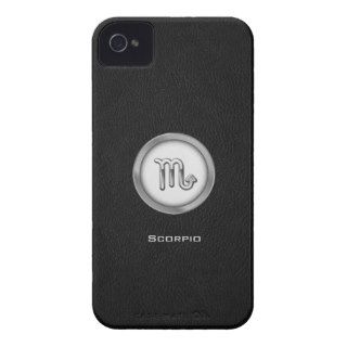 Elegant Scorpio Zodiac Sign with Black Leather  iPhone 4 Case