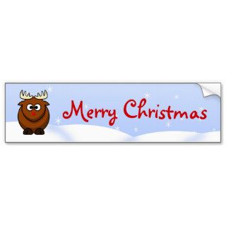 Cute Christmas Cartoon Rudolf  Red Nose Reindeer Bumper Stickers