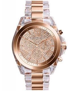 Michael Kors Womens Chronograph Bradshaw Clear and Rose Gold Tone Stainless Steel Bracelet Watch 43mm MK5905   Watches   Jewelry & Watches