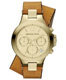 Michael Kors Womens Chronograph Peyton Luggage Leather Double Strap Watch 38mm MK2261   Watches   Jewelry & Watches