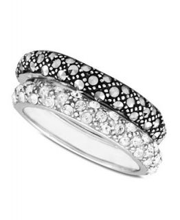 Genevieve & Grace Sterling Silver Rings Set, Marcasite and Crystal Band Rings Set   Rings   Jewelry & Watches