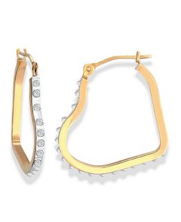 14k Gold Earrings, Diamond Accent Heart Hoop Earrings   Earrings   Jewelry & Watches