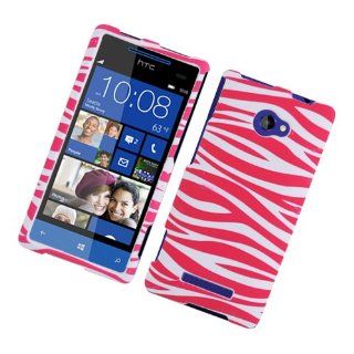 Eagle Cell PIHTC6990R129 Stylish Hard Snap On Protective Case for HTC Windows Phone 8X   Retail Packaging   Pink Zebra: Cell Phones & Accessories