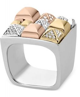 Michael Kors Tri Tone Pyramid Stud Square Ring   Fashion Jewelry   Jewelry & Watches