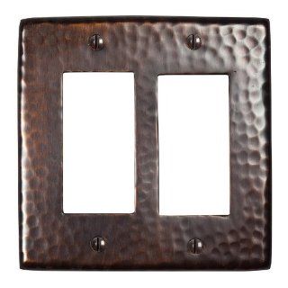 The Copper Factory CF124AN Solid Hammered Copper Double GFCI Plate, Antique Copper Finish   Switch Plates  