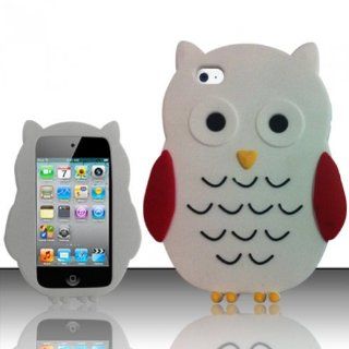 [ 123 Go ] for Ipod Touch 4   OWL 3d Silicon Skin Case   White Scowl Free Lucky String Wooden Money Bag Bracelet Jewelry: Cell Phones & Accessories