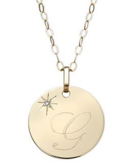 14k Gold Necklace, G Initial Diamond Accent Disc Pendant   Necklaces   Jewelry & Watches
