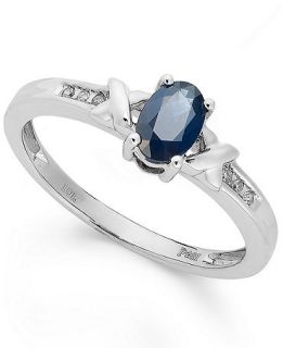 10k White Gold Ring, Sapphire (1/2 ct. t.w.) and Diamond Accent Double X Ring   Rings   Jewelry & Watches