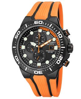Citizen Mens Chronograph Eco Drive Scuba Fin Orange Rubber Strap Watch 48mm CA0517 07E   Watches   Jewelry & Watches