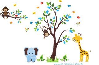 Baby Nursery Wall Decals Safari Jungle Children's Themed 100" X 117" (Inches) Animals Wildlife: Repositionable Removable Reusable Wall Art: Better than vinyl wall decals: Superior Material : Nursery Wall Decor : Baby