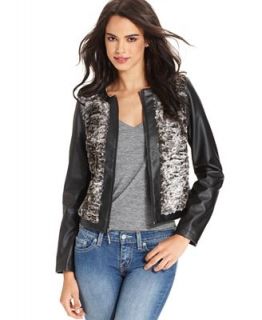 kensie Jacket, Long Sleeve Faux Leather Faux Fur   Coats   Women