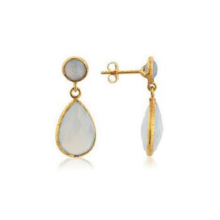 fiesta blue chalcendony teardrop earrings by argent of london