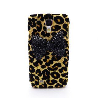 3D Rhinestone Black Bow Gold Leopard Skin Case Cover for Samsung Galaxy SIV S4 i9500: Cell Phones & Accessories